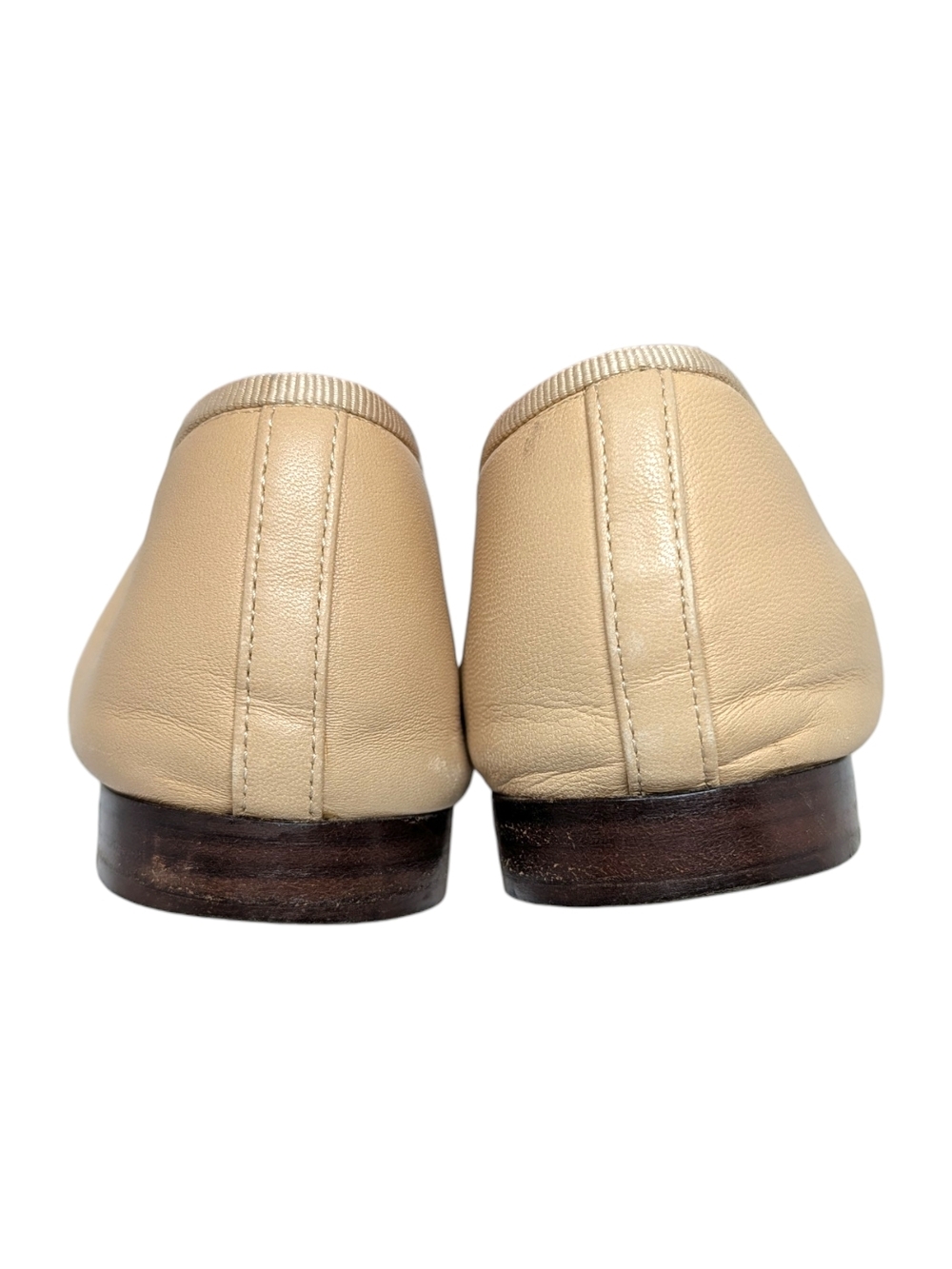 Chanel Ballet Flat Ballerina Two Tone Beige Tan Black CC Logo Cap Toe 37 | 6.5 - Picture 6 of 15